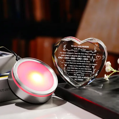 Vista 5 de Regalos Qianwei para novia de novio únicos - Regalos personalizados de corazón de cristal para mi novia que lo tiene todo - Ideas de regalo