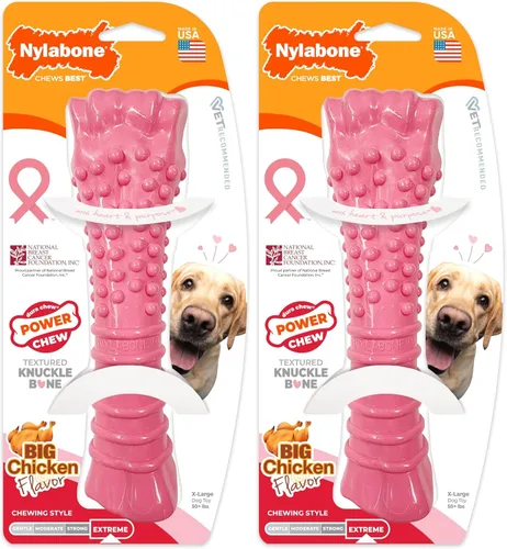 Vista 15 de Nylabone Power Chew - Juguete masticable para perros para concientización sobre el cáncer de mama, juguetes indestructibles para masticadores