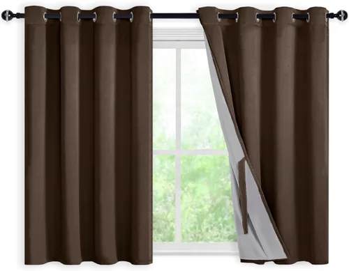 Vista 100 de DWCN - Cortinas 100% opacas para dormitorio con forro negro, cortinas de ventana de doble capa con aislamiento térmico que oscurecen toda la Azul