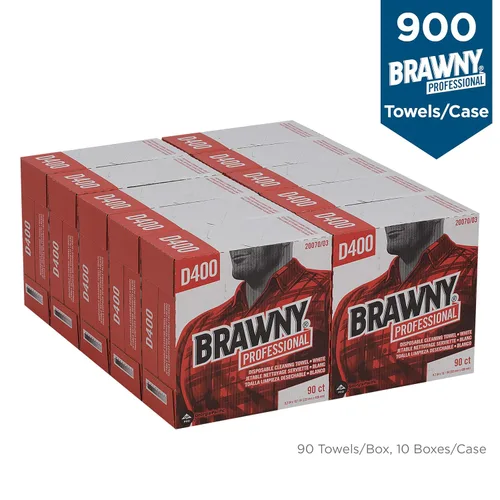 Vista 3 de GEORGIA-PACIFIC Brawny Professional D400 - Toalla de limpieza desechable, caja alta, color blanco, 1 caja (20070/03)