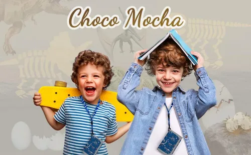 Vista 3 de Choco Mocha Carteras infantiles para niños, Dinosaurio Fósil-Azul, Moderno