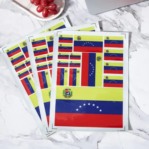 Vista 4 de CANTENDO Paquete de 3 calcomanías de bandera de Venezuela, calcomanías reflectantes de vinilo para automóvil, calcomanías impermeables