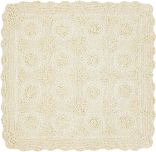 Vista 8 de kilofly Manteles individuales hechos a mano con encaje de algodón y ganchillo, para sofá, cuadrados, beige, 27 pulgadas