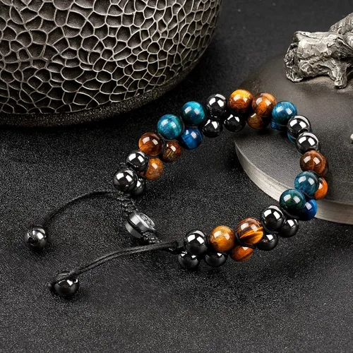 Vista 22 de Pulsera de triple protección, ojo de tigre malvado de ojo y obsidiana negra de 0.315 in, pulsera curativa para hombres y mujeres, pulsera curativa