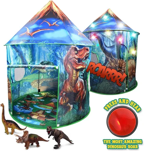 Vista 2 de Tienda de campaña desplegable de dinosaurio para niños de Toy to Enjoy - Perfecta para interiores y exteriores. Tienda de campaña de dinosaurio