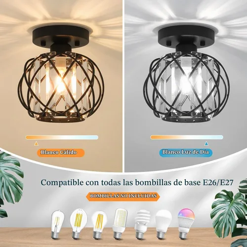 Vista 6 de Lámparas de techo para pasillo, montaje empotrado, E26, iluminación de techo con candelabro pequeño de cristal, iluminación interior para vestíbulo