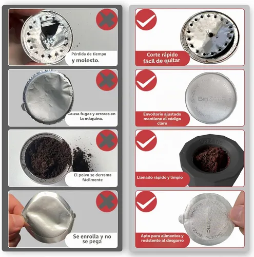 Vista 5 de BinZetic® Kit de recarga de cápsulas Vertuo reutilizables para Nespresso Vertuo (sin cápsulas)