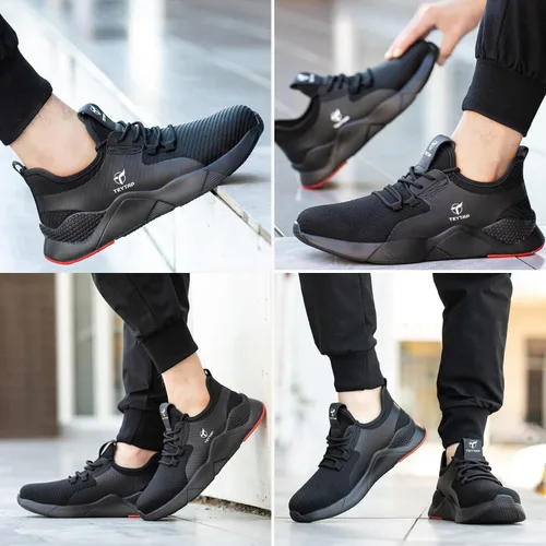 Vista 6 de TEYTAP Zapatos antideslizantes e impermeables con puntera de acero para hombres y mujeres, zapatos de seguridad para el trabajo, antideslizantes
