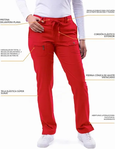 Vista 4 de Adar Pro Breakthrough Plus - Conjunto de uniforme médico para mujer, parte superior con cuello en V mejorado y pantalones con múltiples bolsillos