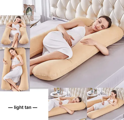 Vista 2 de Almohada inflable grande actualizada de tela flocada, almohada de embarazo, almohada de maternidad, almohada de lactancia, almohada para dormir