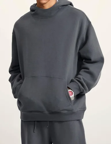 Vista 3 de FAIABLE Sudadera de gran tamaño con capucha para hombre, de forro polar, de algodón, con bolsillo