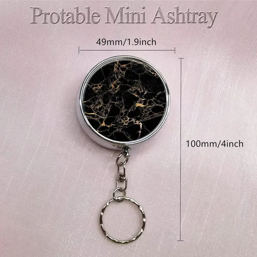 Vista 2 de Cenicero de bolsillo portátil, llavero circular de metal con apagador, soporte personalizado para cenicero para uso cómodo al aire libre