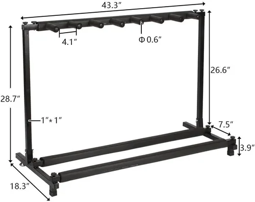 Vista 3 de Soporte de estante triple plegable para bajo de guitarra múltiple para 7
