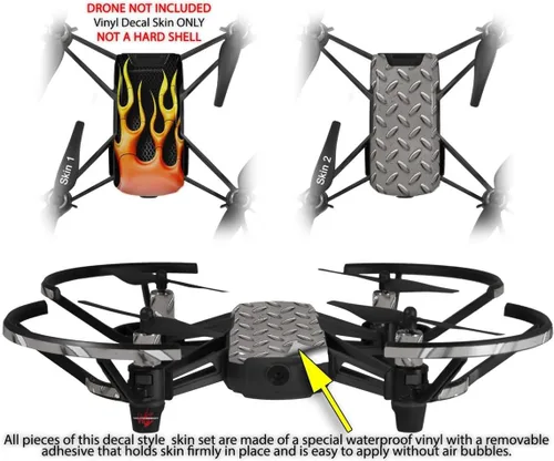 Vista 2 de Skin Wrap 2 Pack para DJI Ryze Tello Drone Metal Llamas Drone No Incluidas