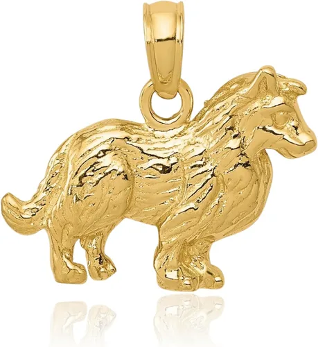 Vista 3 de IceCarats 14K Solid Yellow Gold Collie Dog Necklace Chain Pendant Charm
