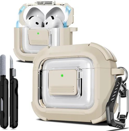 Vista 134 de R-fun Funda de carga compatible con AirPods de 2ª generación 2019, 1ª generación 2016, protección completa contra caídas, tapa desplegable
