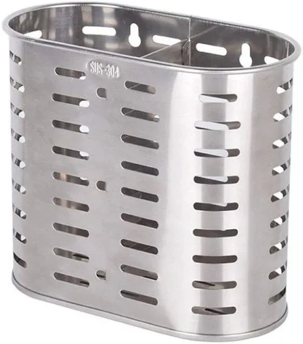Vista 3 de Escurridor de utensilios de malla autoadhesivo, 2 compartimentos, palillos, cuchara, tenedor, cuchillo, escurridor de cubiertos, acero inoxidable 304