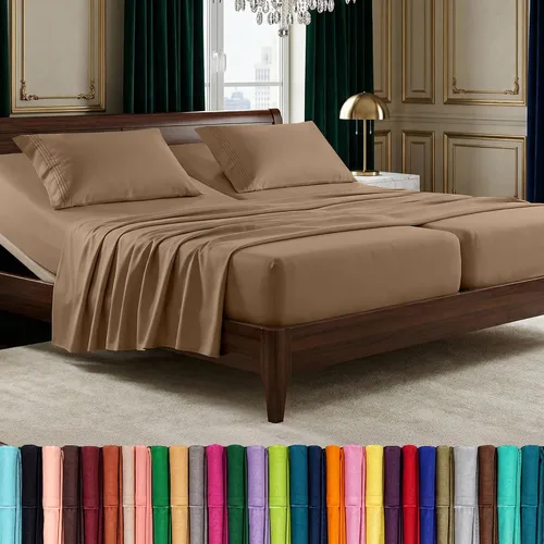Vista 37 de Elegant Comfort Lujoso juego de sábanas de microfibra de alta calidad 1500 hoteleras bordadas de tres líneas más suaves de 4 piezas, resistente a
