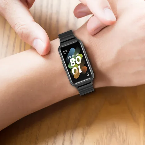 Vista 6 de Senter Liberación rápida de una cuenta sólida correa de acero refinado banda de acero inoxidable para Huawei Band 7 pro Smart Watch