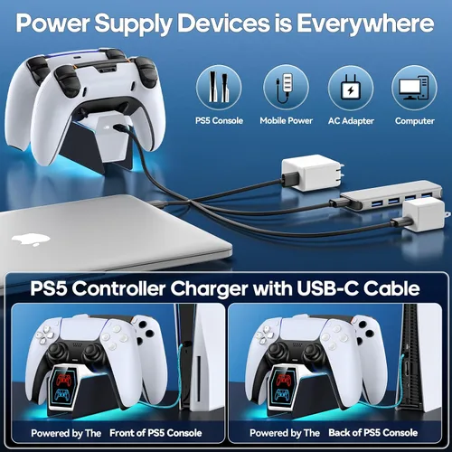 Vista 3 de Controller Charger Station Compatible with Play 5 Faceplates Edge & Dual Controller, 9 Lightings P 5 Accessories Charging Station, P 5 Dock Stand