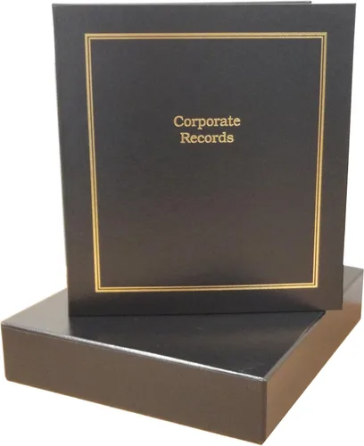 Vista 2 de Kit para empresas sin fines de lucro (Negro) - carpeta, fundas, certificados de acciones, fichas de índice y sello corporativo de metal