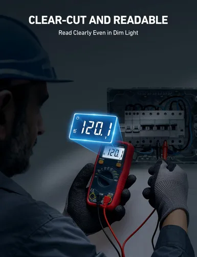 Vista 6 de AstroAI - Multímetro digital, probador de voltaje de batería de 1.5 V/9 V/12 V, auto-rango/óhmetro/DMM con función NCV, mide con precisión voltaje