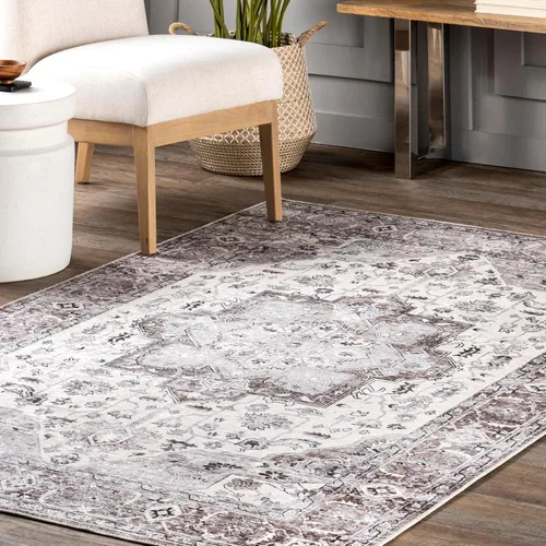 Vista 8 de nuLOOM Alfombra protectora contra salpicaduras de 4 x 6 pies, lavable a máquina, con superficie impermeable a prueba de derrames, parte trasera