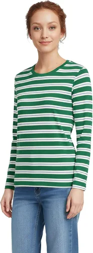 Vista 31 de Lands' End - Camiseta de manga larga, cuello redondo y holgada de algodón Supima cultivado en EE. UU. para mujer Blanco