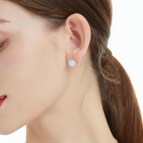 Vista 106 de Natural Stone Stud Earrings for Women 8mm Sterling Silver Genuine Gemstone Earrings Handmade Sterling Silver Crystal Stud Earrings for Women
