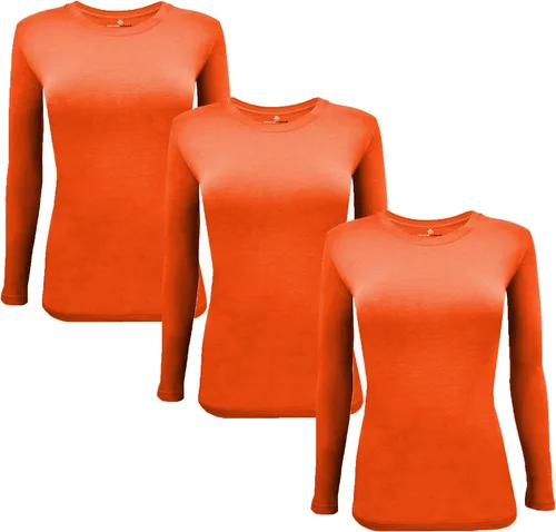 Vista 20 de Natural Uniforms Camiseta Under Scrub para mujer, cuello redondo, manga larga, paquete de 3, paquete múltiple de 3