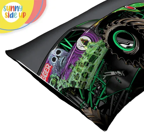 Vista 6 de Sunny Side Up Monster Jam Grave Digger - Juego de 2 fundas de almohada reversibles, fundas de almohada de doble cara, ropa de cama para niños súper