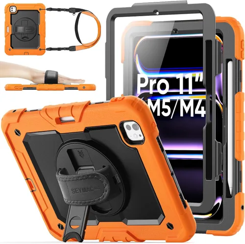 Vista 12 de SEYMAC stock Funda protectora para iPad Air de 11 pulgadas M3 2025/M2 2024 (Air 7ª/6ª generación), funda resistente con protector de pantalla