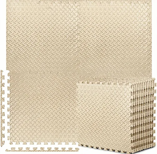 Vista 12 de BEAUTYOVO Tapete de ejercicio tipo rompecabezas con 12/24/48 baldosas de espuma entrelazadas para gimnasio, baldosas de espuma EVA de 24'' x 24