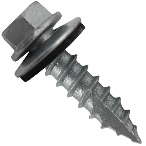 Vista 28 de TORNILLOS PARA TECHOS DE METAL #14: (250) Tornillos x 1" ABC GRIS Tornillo para techo de chapa metálica con cabeza hexagonal y arandela.