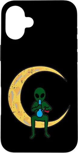 Vista 22 de iPhone 16 Alien Smoking Bong High Moon Cool Weed CBD Cannabis Gift Case