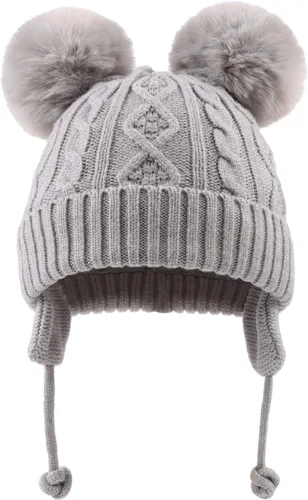 Vista 2 de JANGANNSA Lindo gorro de punto para niños y niñas, gorro de invierno cálido con orejera, gorro para bebé