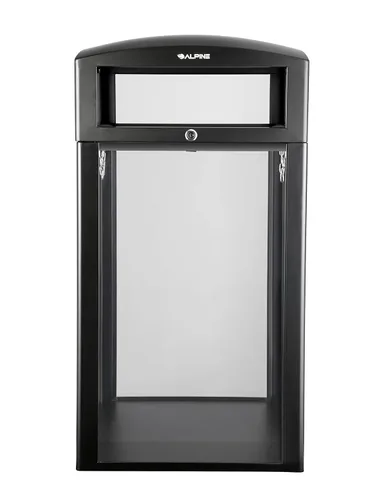 Vista 2 de Alpine Industries Bote de basura para exteriores de 40 galones con paneles transparentes, cubos de basura resistentes con contenedor extraíble