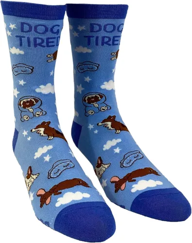 Vista 2 de Calcetines cansados de perro para mujer, divertidos para mascotas, cachorros, amantes de los animales, con gráficos soñolientos, calzado novedoso