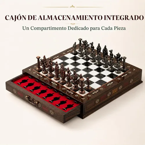 Vista 2 de Juego de ajedrez de madera hecho a mano de 15 pulgadas, piezas