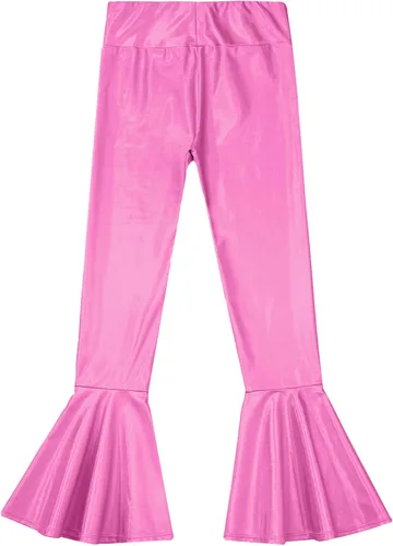 Vista 5 de Pantalones acampanados metálicos brillantes para niñas y niños, con lentejuelas, con volantes, para danza, yoga, leggings