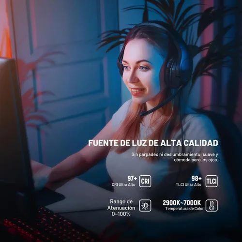 Vista 2 de NEEWER Luz LED de 15.5 pulgadas, abrazadera en el panel de escritorio, iluminación de video para grabación de juegos, llamada de zoom, CRI97+, 2.4G