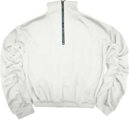 Vista 5 de Sudadera con media cremallera para mujer, manga larga, color liso, cuello alto, recortada, ajuste holgado, ropa casual de otoño