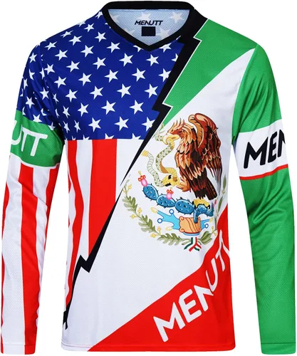 Vista 2 de MENUTT Camiseta de ciclismo de montaña para hombre manga larga MTB Off-Road México para descenso y motocross