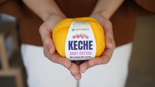 Vista 8 de Keche Algodón bebé, 60% algodón, 40% hilo acrílico, hilo de algodón suave para ganchillo y tejer, hilo amigurumi 1 madeja/bola, 1.76 oz (50 g), 180