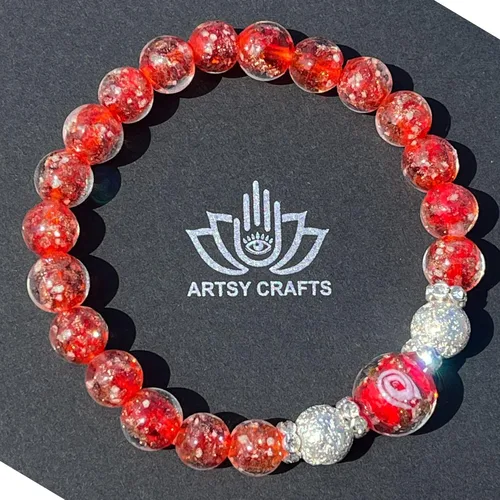 Vista 2 de ARTSY Crafts Pulsera de Cuentas de Luciérnaga que Brillan en la Oscuridad para Mujeres, Cuentas de Vidrio Luminosas Cristal Curativo Pulseras