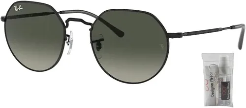 Vista 2 de Ray-Ban Jack RB3565 - Lentes de sol hexagonales redondeados para hombre y mujer + paquete con kit de gafas de diseñador iWear