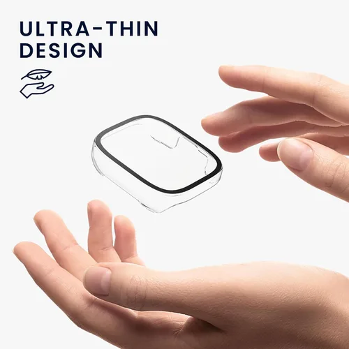 Vista 4 de kwmobile Funda compatible con Xiaomi Redmi Watch 3 Active/Redmi Watch 3 Lite Covers - Vidrio templado 2X con marco de plástico - Transparente