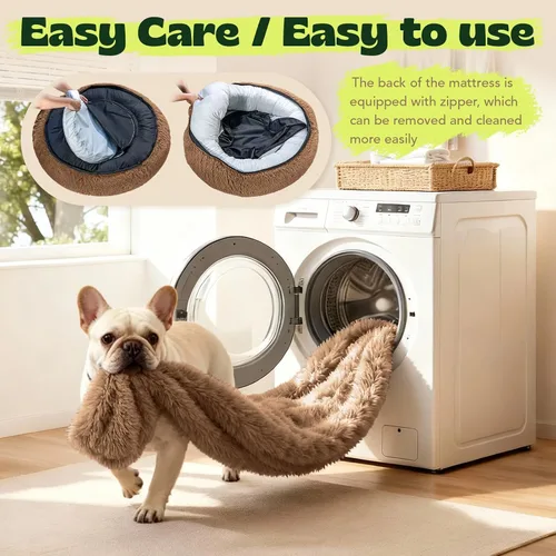 Vista 6 de Cama ortopédica con forma de dona de alta calidad para perros de tamaño grande, cama ortopédica de espuma viscoelástica doble para perros