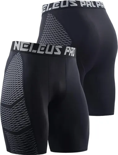 Vista 2 de NELEUS Paquete de 3 pantalones cortos de compresión para hombre