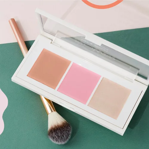 Vista 3 de FLOWER BEAUTY By Drew Barrymore Lift & Sculpt - Paleta de contorno + rubor + resaltado - polvo cremoso + mezclable (claro a mediano)